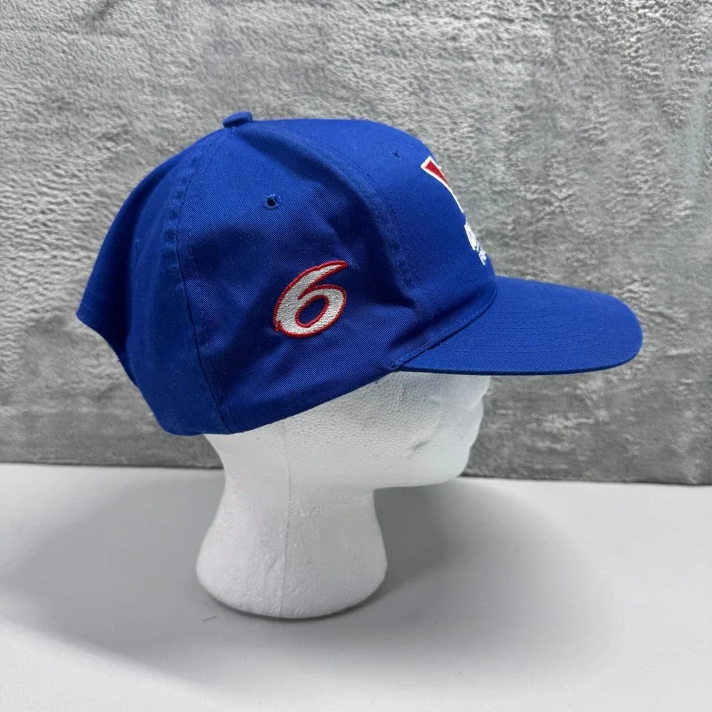 Vintage Nascar Valvoline #6 Mark Martin Snapback Hat Cap Blue Checkered Flag